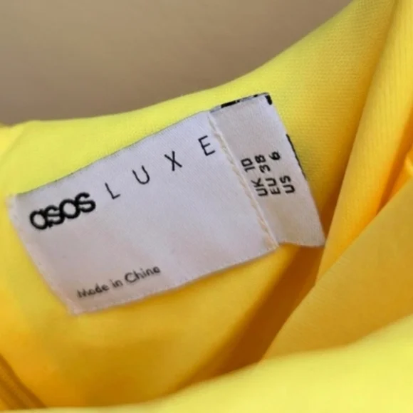 ASOS LUXE Elegant Yellow Wired Ruffle One Shoulder Mini Dress - NWT Size 6 - Picture 5 of 5